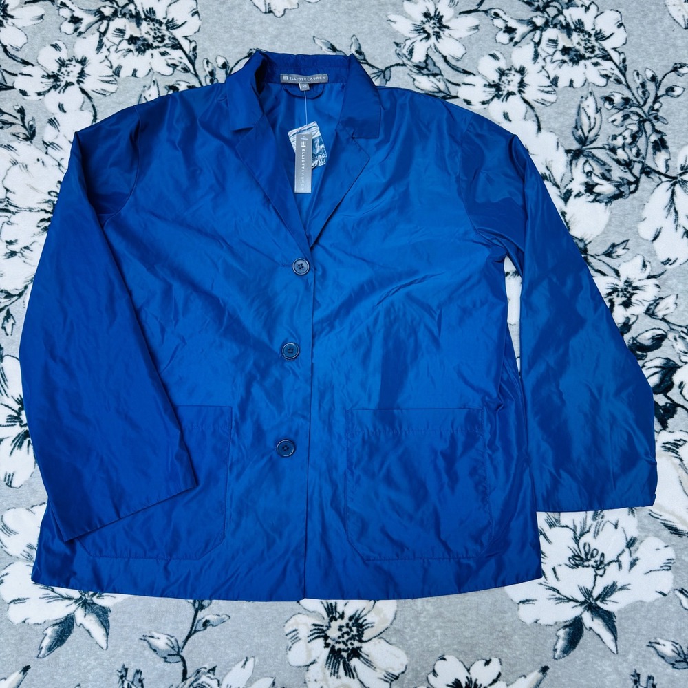 Elliott Lauren Jacket Womens XS Blue NWT Dusk Button Front Patch Pockets